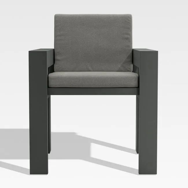 Walker Metal Outdoor Dining Armchair with Canvas Charcoal Sunbrella ® Cushions