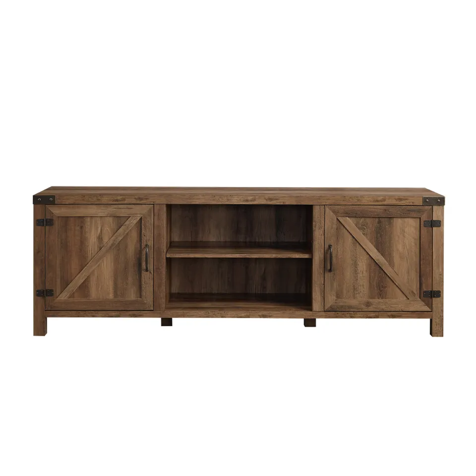 70" Modern Farmhouse Barn Door TV Stand - Rustic Oak