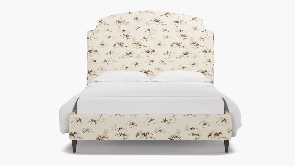 Cove Bed, Red Cotswold Hunt, Espresso Square Tapered Leg, King