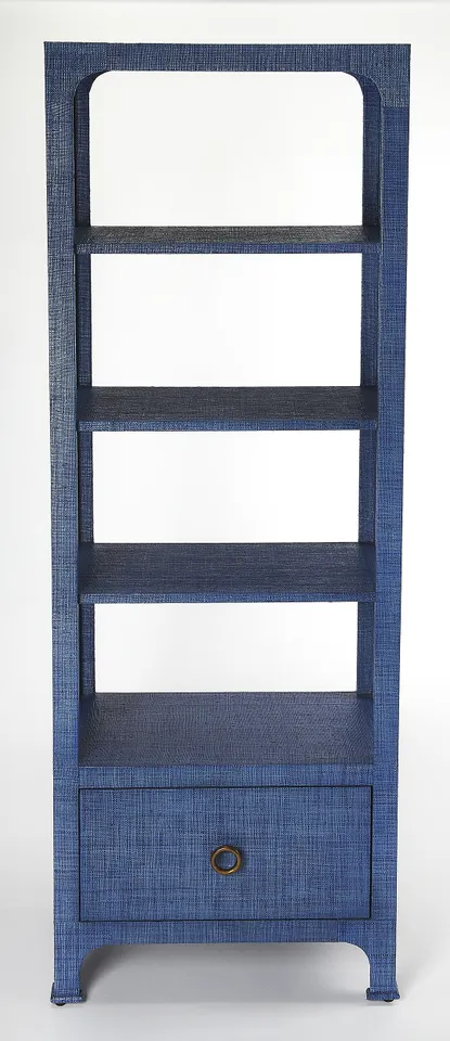 Chatham Blue Raffia Etagere Bookcase