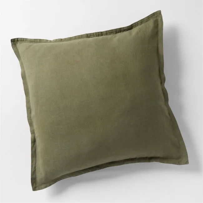 Aire Natural European Linen Burnt Green Euro Bed Pillow Sham