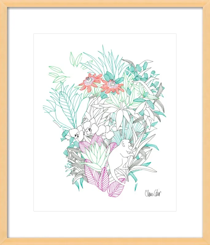 Passionflowers, orchids and the squirrel monkey  by Claire Colin for Artfully Walls