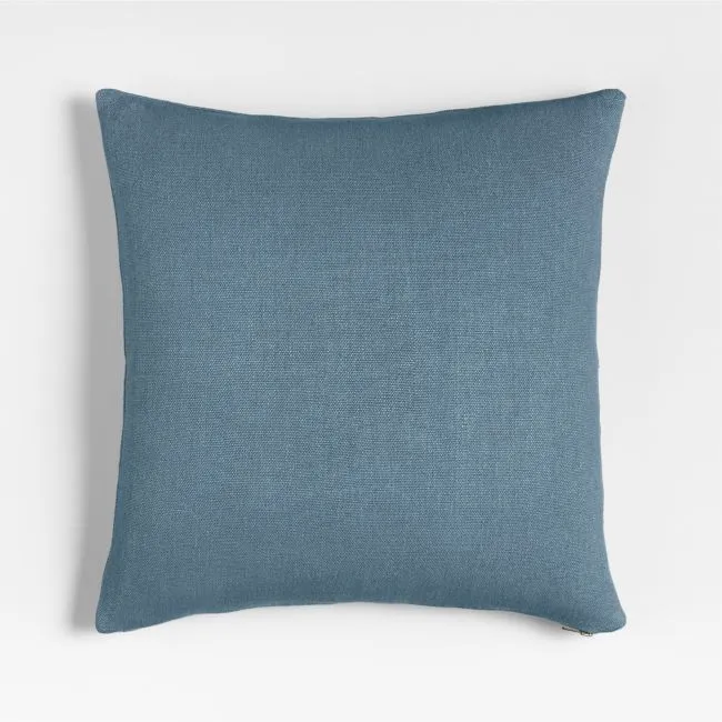 Relaxed Linen Layering 20"x20" Blue Throw Pillow with Feather Insert