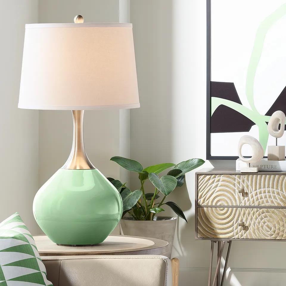 Color Plus Spencer 31" High Flower Stem Green Table Lamp
