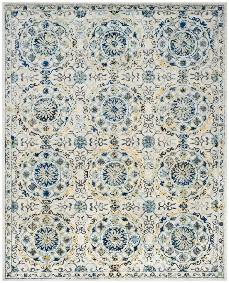 Arlo Home Woven Area Rug, EVK252C, Ivory/Blue,  10' X 14'