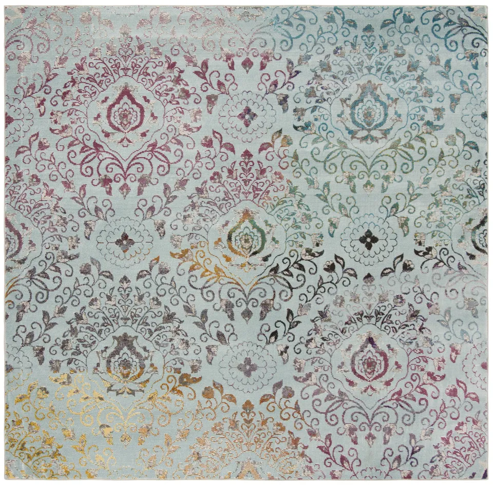 Arlo Home Woven Area Rug, ARA172B, Blue/Multi,  6' 5" X 6' 5" Square