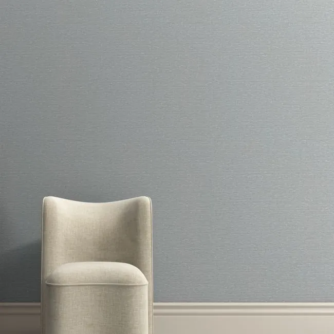 Loom Steel Blue Linen Wallpaper