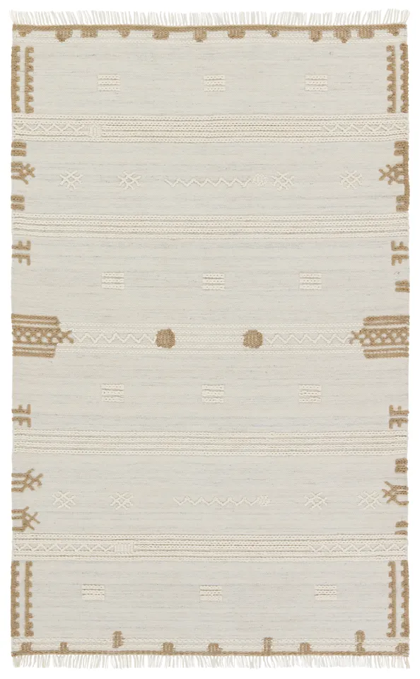Noble Handmade Indoor/Outdoor Tribal Ivory/ Brown Area Rug (7'6"X9'6")