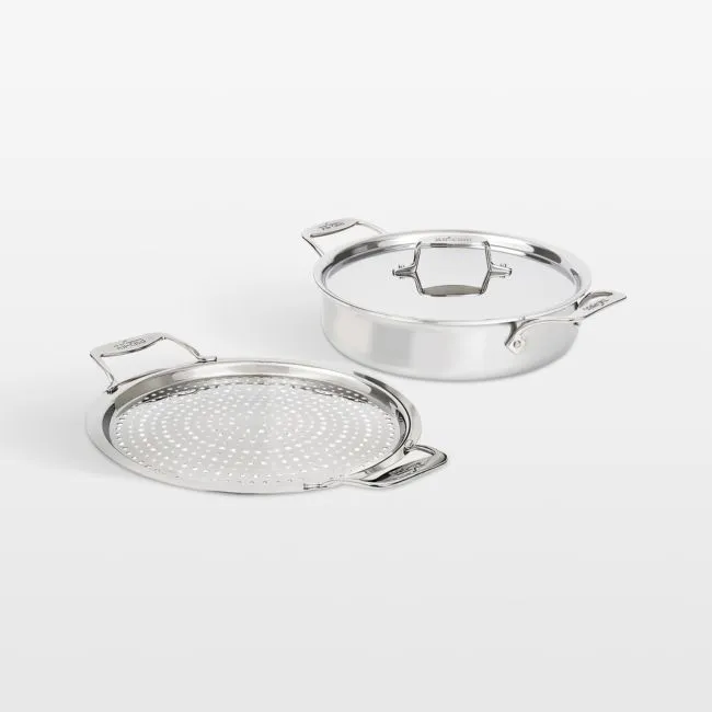 All-Clad ® D5 4-Qt. Sauteuse with Lid and Strain & Splatter Guard