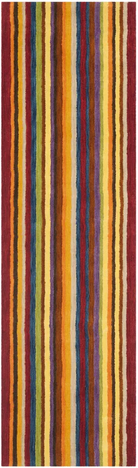 Arlo Home Hand Loomed Area Rug, HIM582A, Red/Multi,  2' 3" X 12'