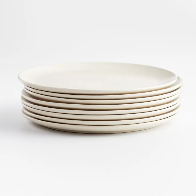 Craft Linen Cream Flat Dinner Plate, Set of 8