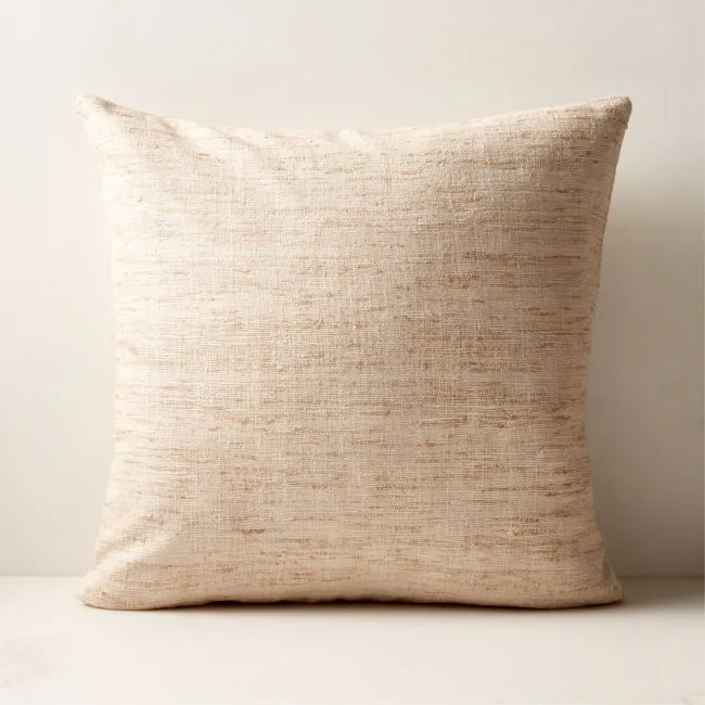 Raj White Silk Throw Pillow with Feather-Down Insert 20''x20"