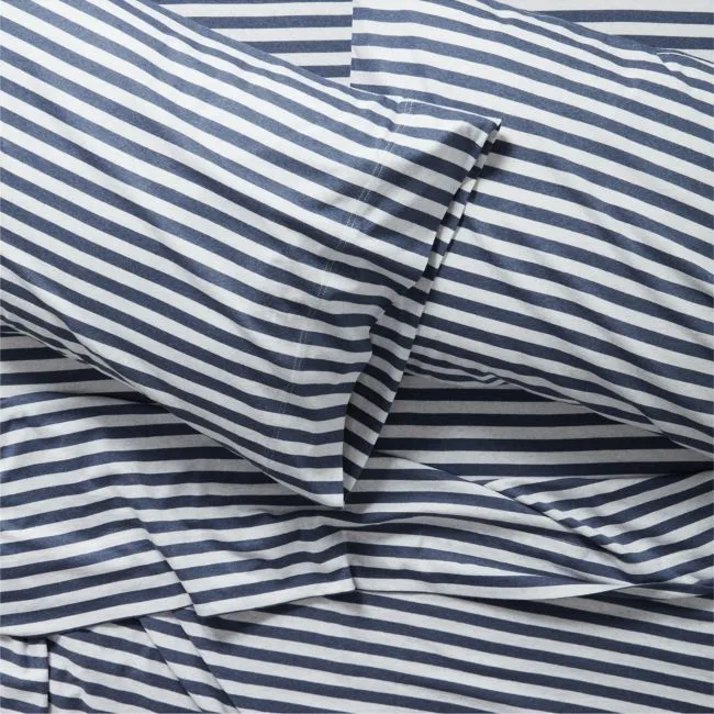Comfy Tee Blue Stripe 100% Organic Cotton Jersey Kids Full Sheet Set