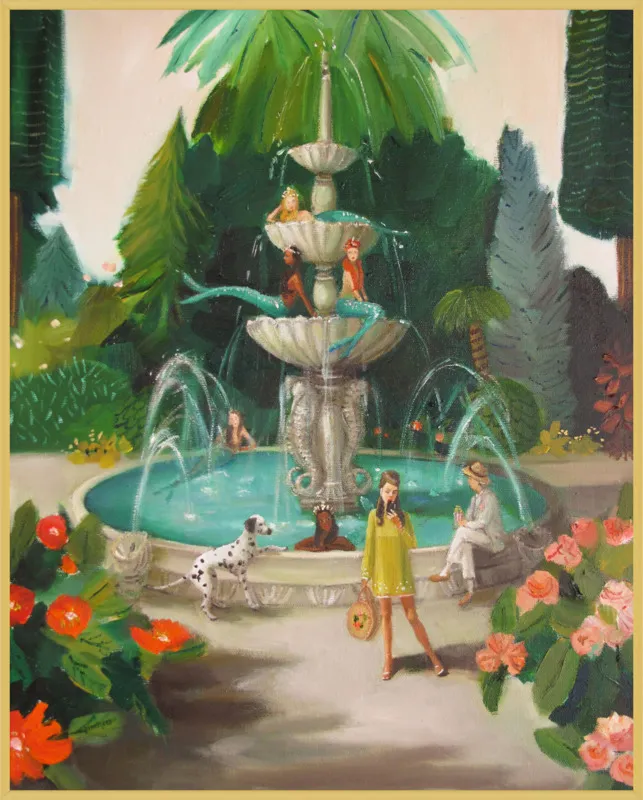 Selfie At The Mermaid Public Fountain by Janet Hill for Artfully Walls