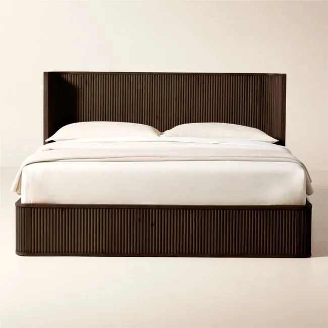 Davison Fluted Warm Brown Wood California King Bed