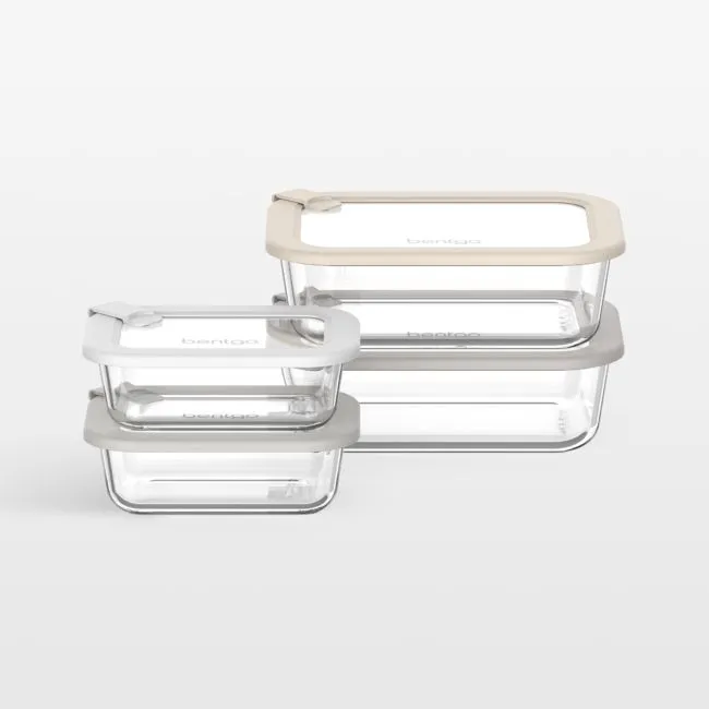Bentgo Signature 8-Piece White Stone Multi-color Small Glass Food Storage Set