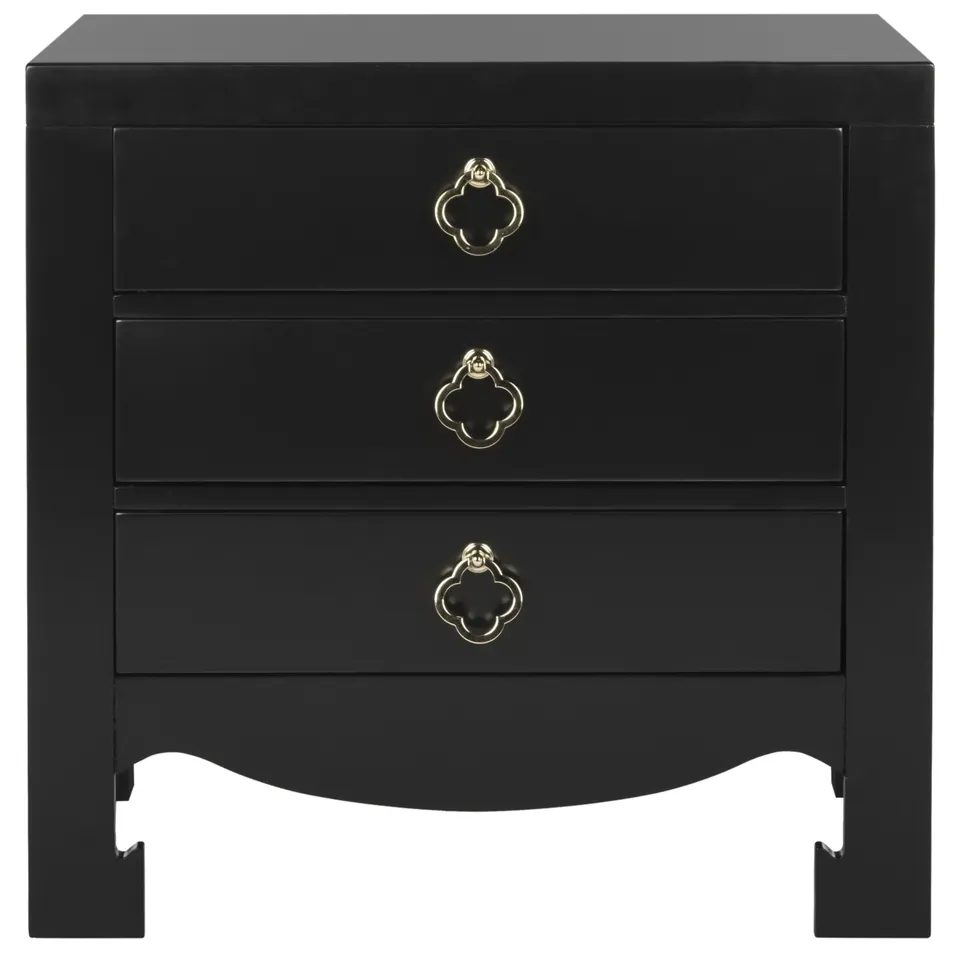 Nero 3 Drawer Nightstand - Black