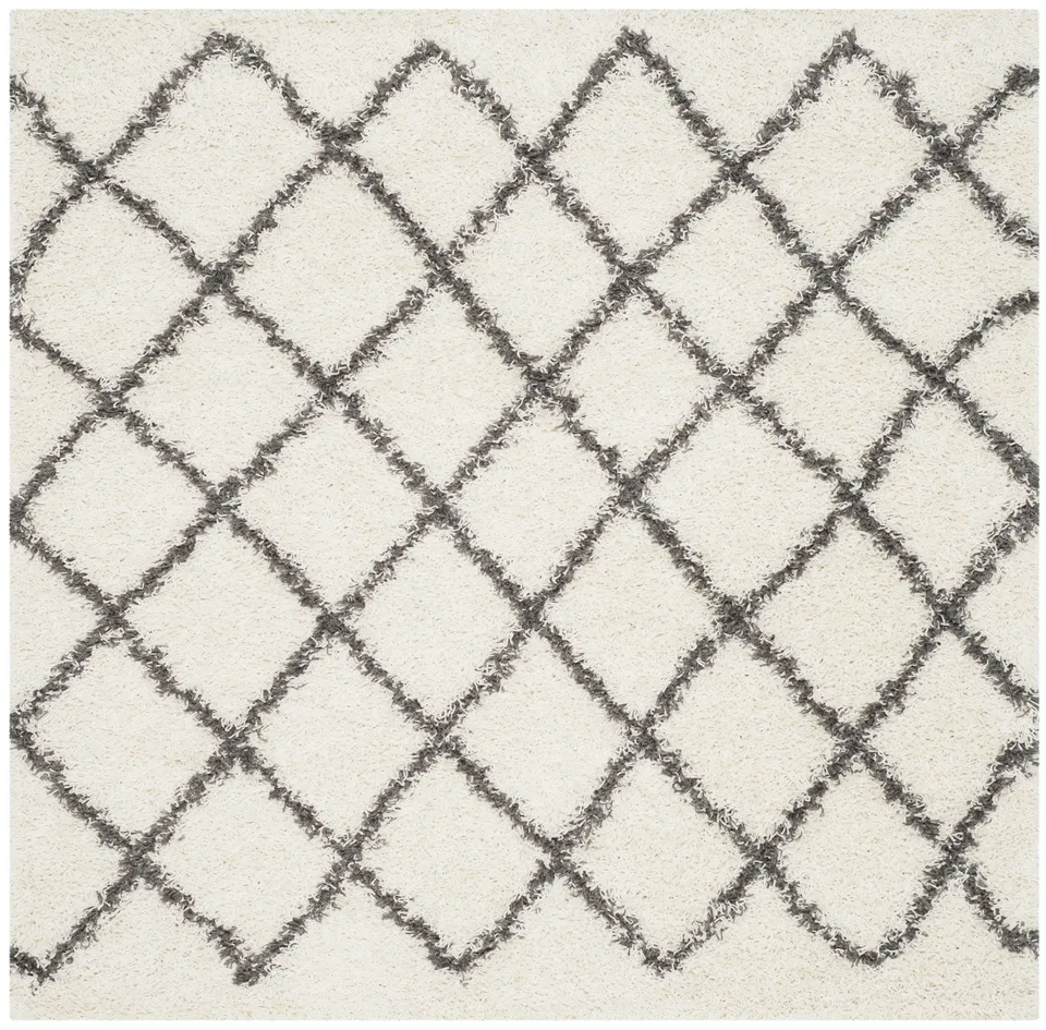 Arlo Home Woven Area Rug, SGD258H, Ivory/Dark Grey,  6' X 6' Square
