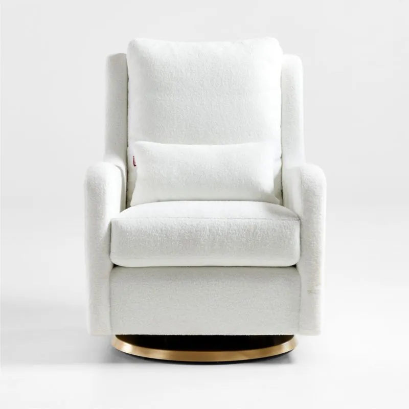 Milo Faux Sherpa Nursery Swivel Glider Chair with Gold Base