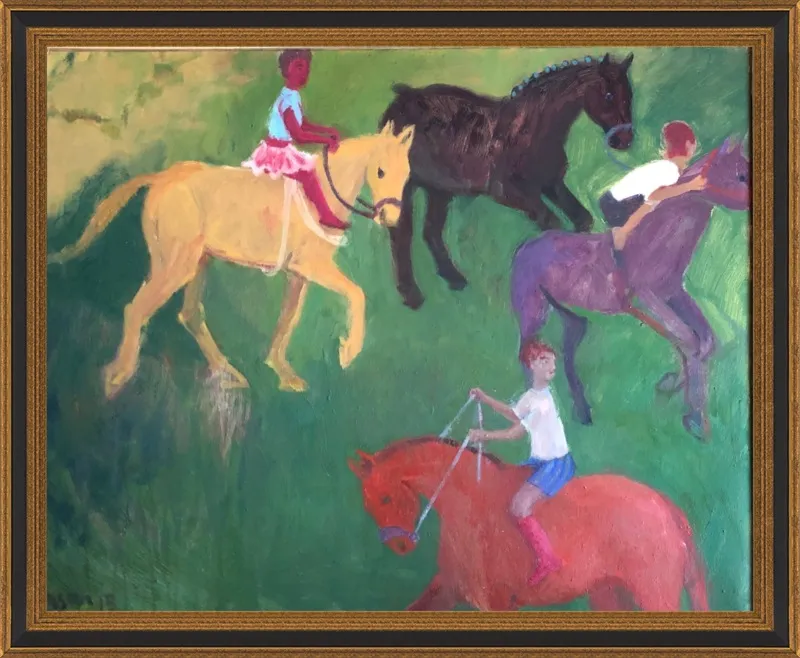 Four Horses, Three Riders by Megan Williamson for Artfully Walls