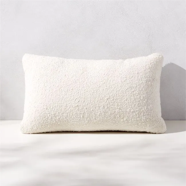 Silves White Performance Boucle Outdoor Lumbar Pillow 20''x12''