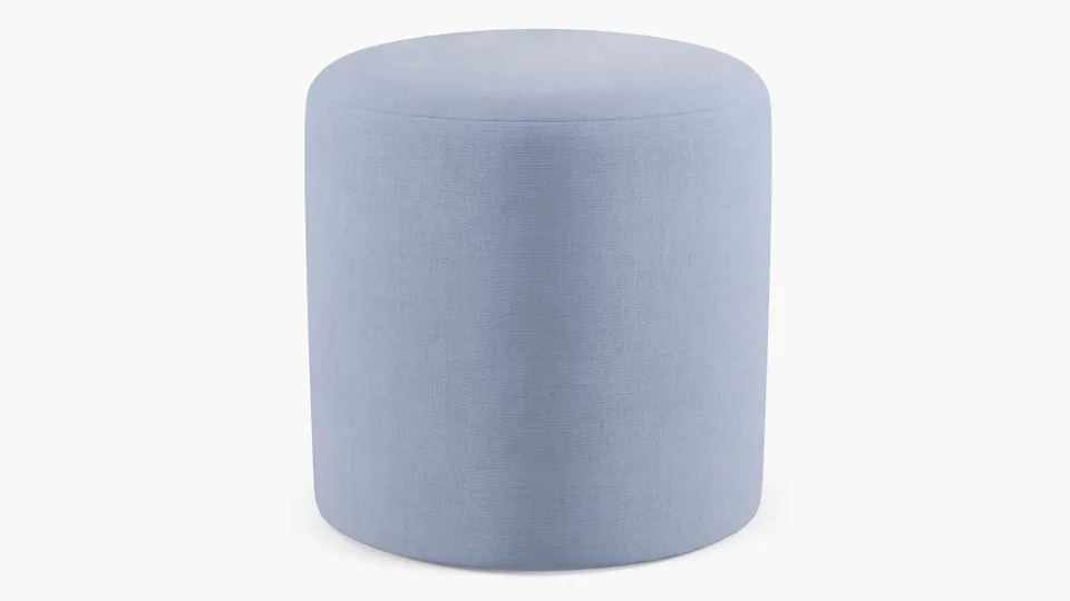 Drum Ottoman, Denim Everyday Linen
