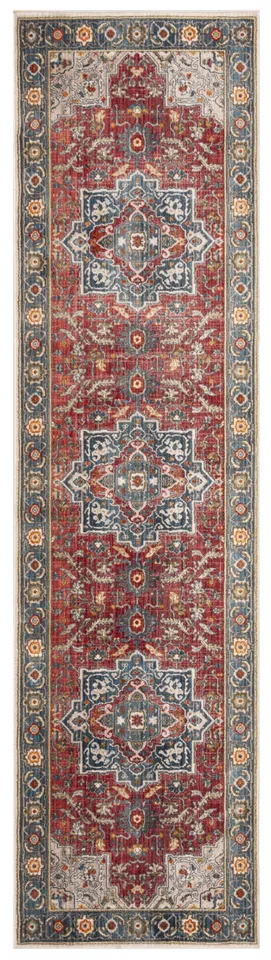 Arlo Home Woven Area Rug, VTP478Q, Red/Blue,  2' 2" X 8'