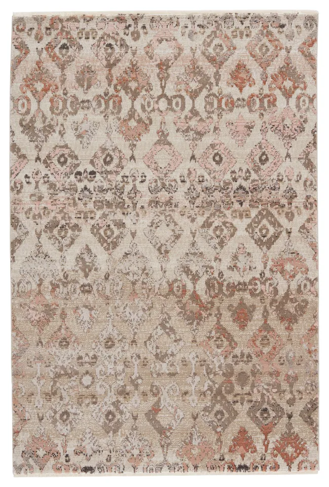 Nikki Chu by Asani Ikat Tan/ Light Pink Area Rug (5'X7'6")