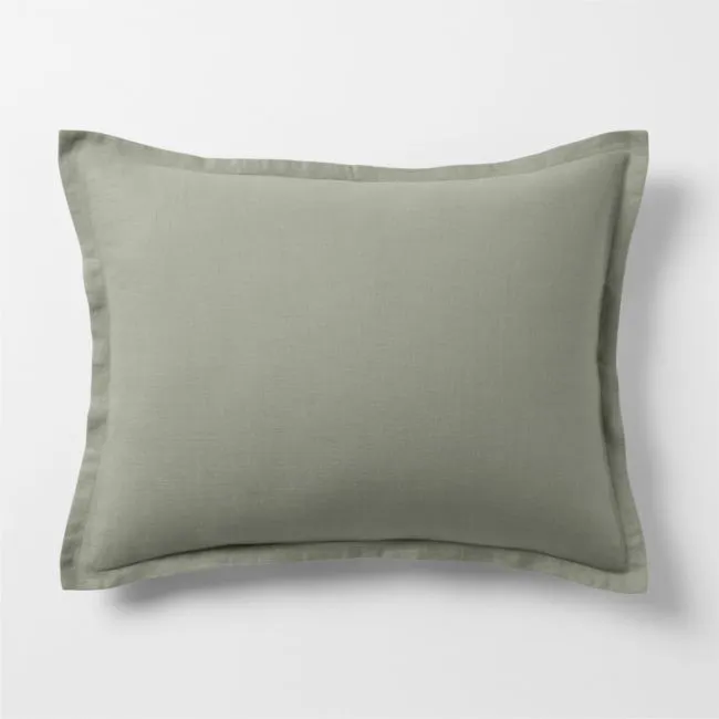 Aire Natural European Linen Shadow Sage Green Standard Bed Pillow Sham