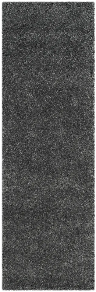 Arlo Home Woven Area Rug, SGN725-8484, Dark Grey,  2' 3" X 11'