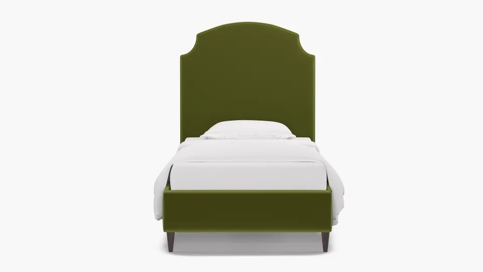 Cove Bed, Sage Performance Velvet, Espresso Square Tapered Leg, Twin