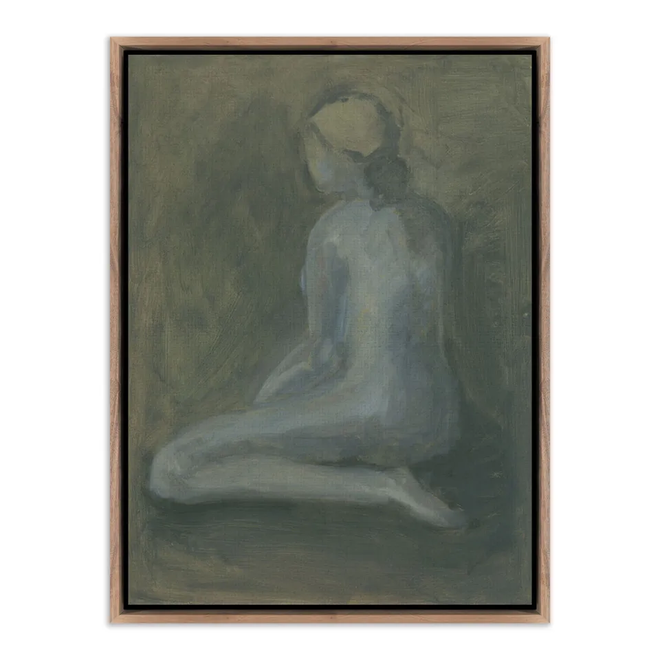 Seated Woman by Melody Mcmunn - Rustic Walnut Floater