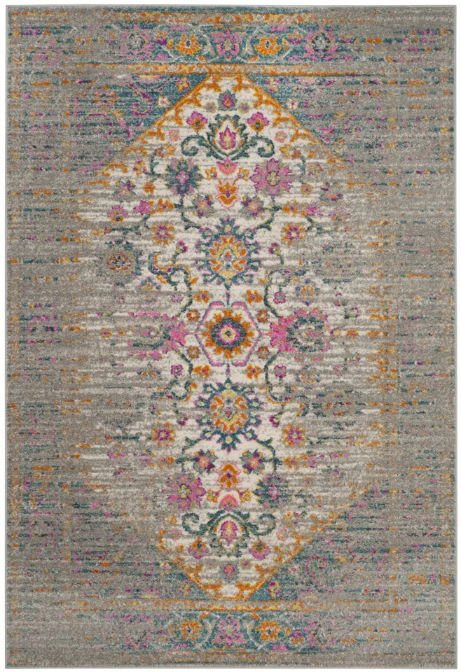 Arlo Home Woven Area Rug, MAD122G, Light Grey/Fuchsia,  5' 1" X 7' 6"