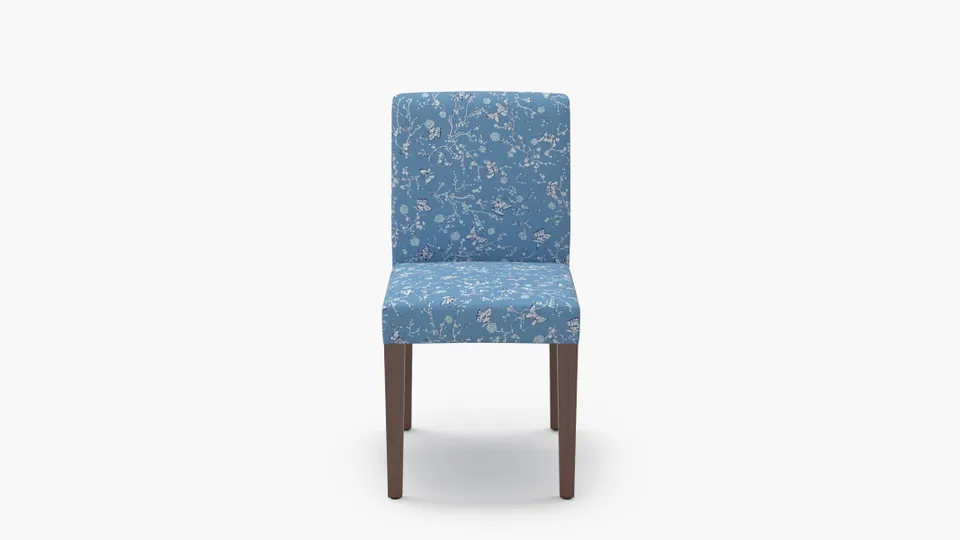 Signature Dining Chair, Blue Mariposa, Walnut Square Tapered Leg