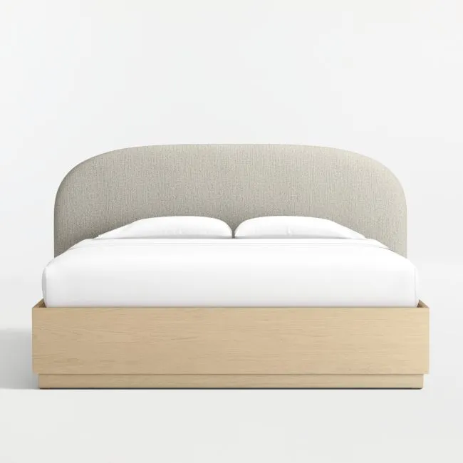 Rayna Curved Upholstered King Headboard and Wood Storage Bed
