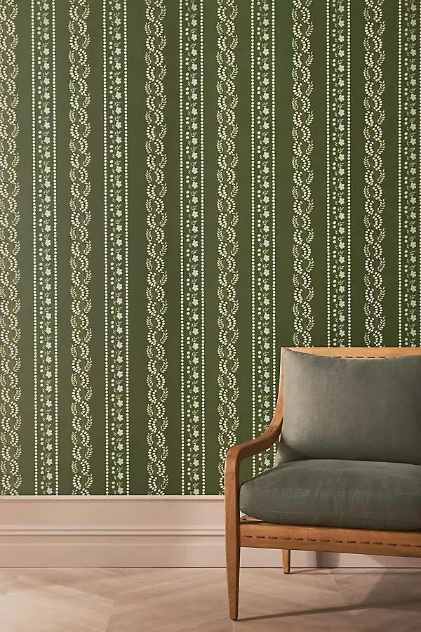 Botanic Stripe Floral Wallpaper
