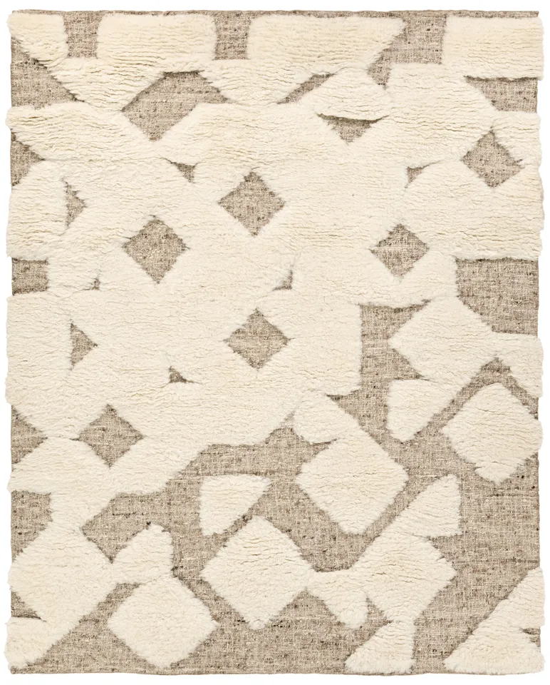 Michael Habachy By Giza GAM02 Handmade Geometric Tan and White Area Rug (8'x10')