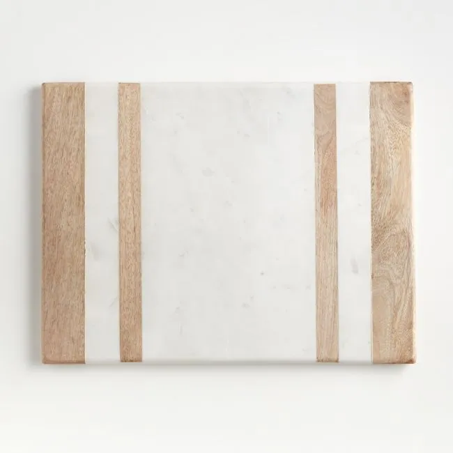 Wood and Marble Inlay Serving Board