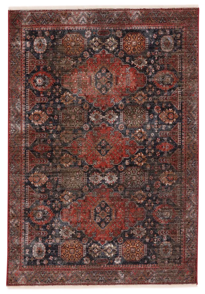 Vibe by Razia Medallion Navy/ Orange Area Rug (5'X8')