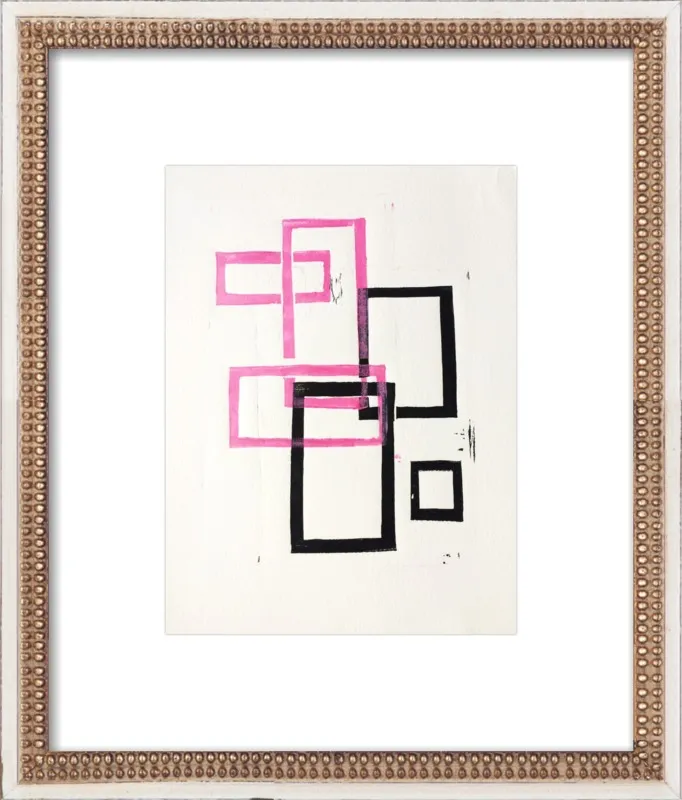 Pink and Black Geometric Squares x2 by Stacy Rajab for Artfully Walls
