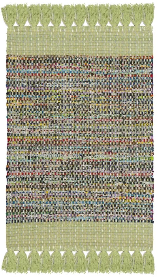 Arlo Home Hand Woven Area Rug, MTK972G, Green/Multi,  2' 6" X 4'