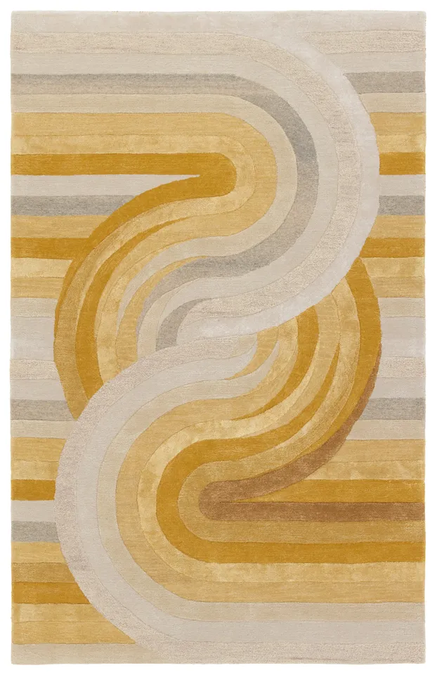 Trillare Handmade Abstract Yellow/Light Gray Area Rug (8'X10')
