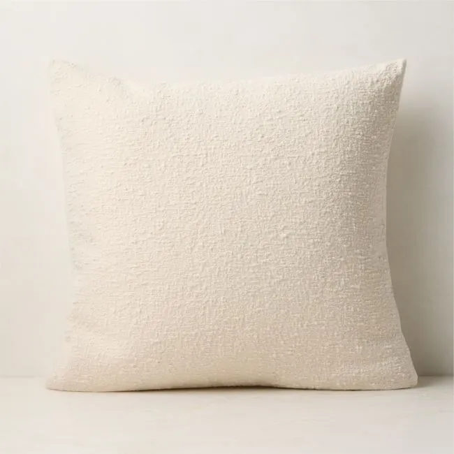 Ivory Boucle Throw Pillow with Feather-Down Insert 20"x20"