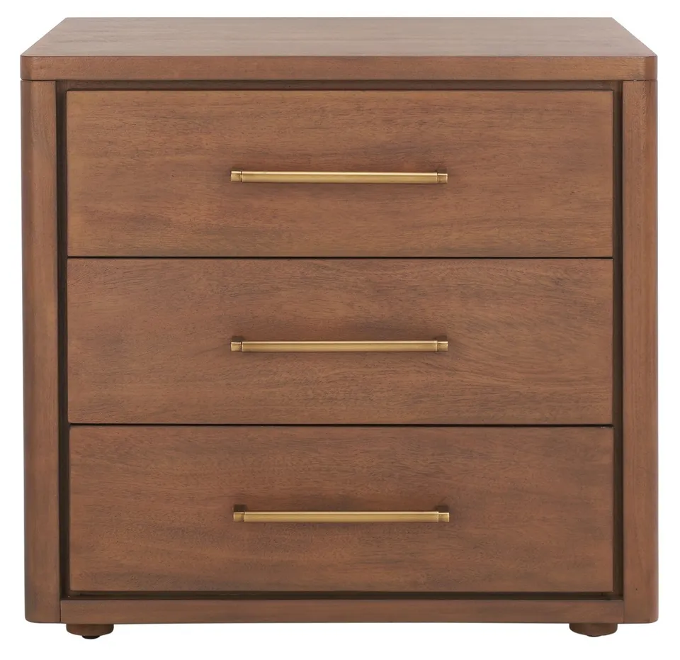 Rosey 3 Drawer Wood Nightstand - Brown