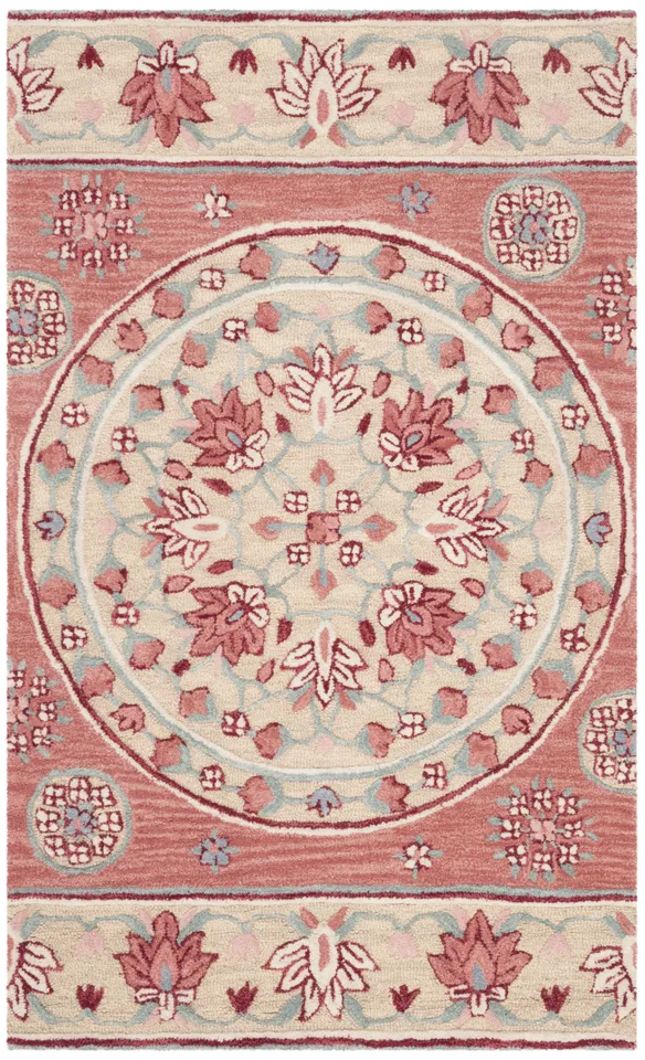 Arlo Home Hand Tufted Area Rug, BLG601Q, Red/Beige,  2' X 3'