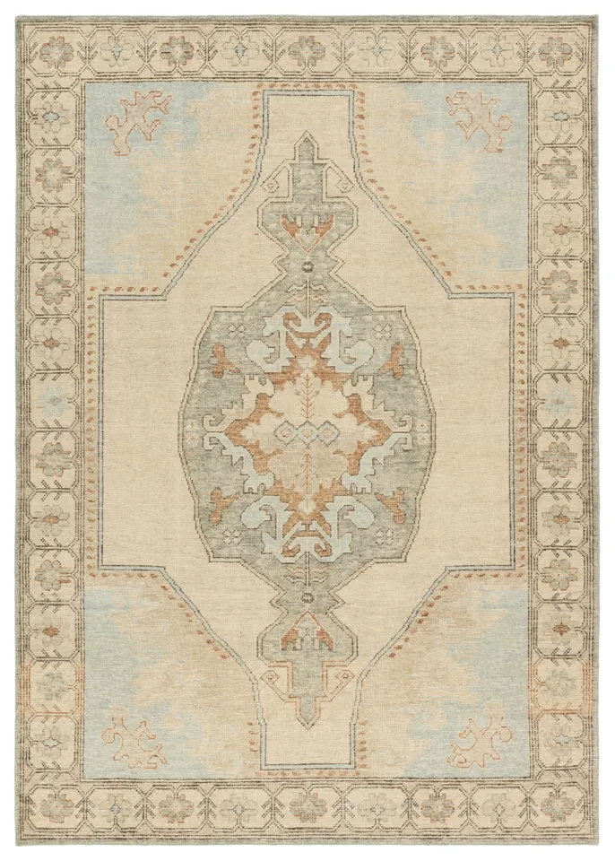 Arboles Hand Knotted Medallion Beige/Gray Area Rug (10'X14')