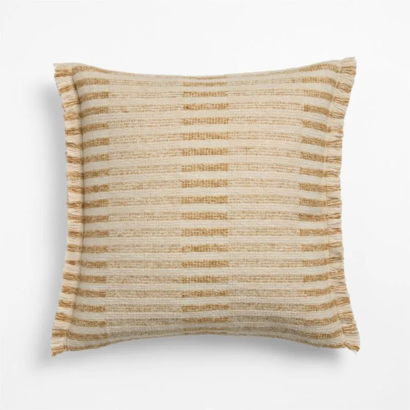 Bibury Wool Blend 20"x20" Camel Tan Throw Pillow Cover with Down-Alternative Insert