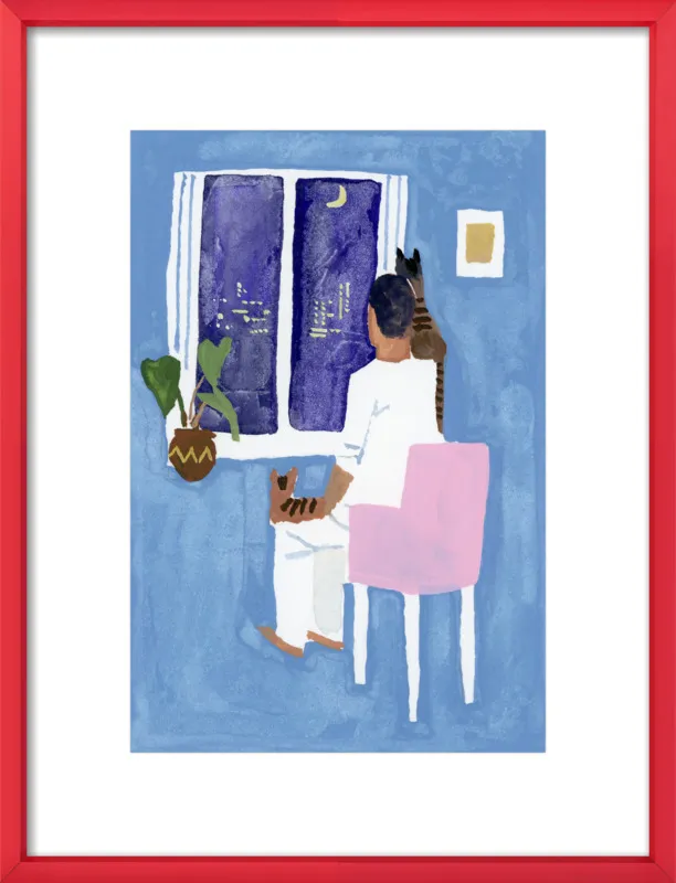 Look at the cat and the moon by Hiroyuki Izutsu for Artfully Walls