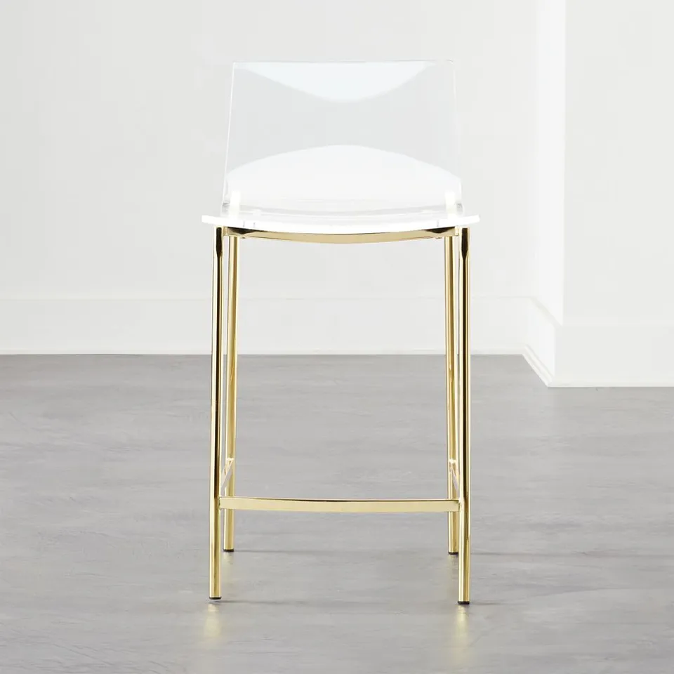 Chiaro Clear Acrylic Counter Stool with Gold Legs