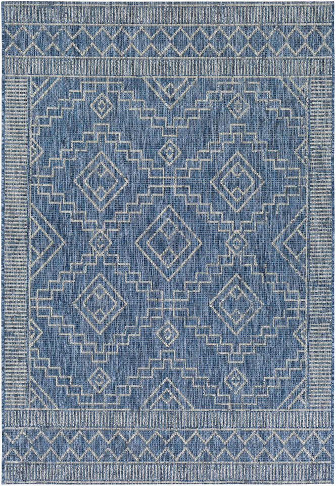Eagean Blue Outdoor 2' x 2'11" Machine Woven Rug